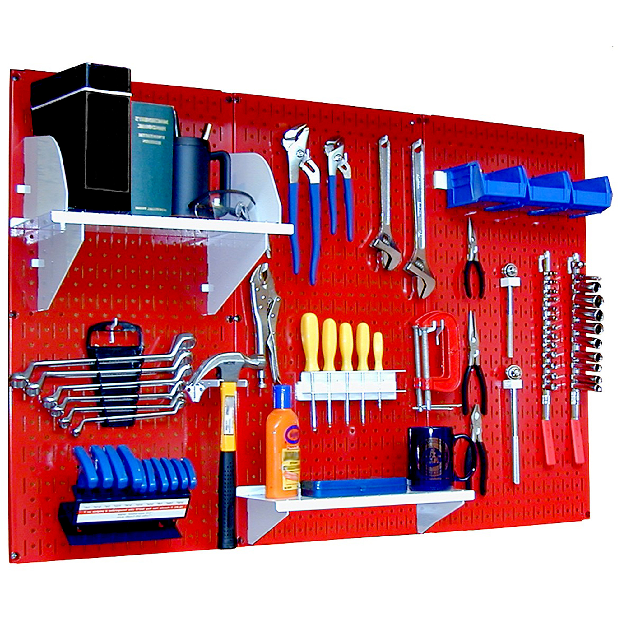 Wall Control Industrial Metal Pegboard Tool Storage Kit — 4ft., Red Toolboard, White Accessories, Model# 35IWRK-400-RW